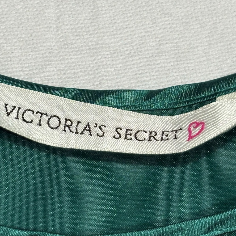 Vintage Victoria's Secret Satin Tank Top Green USA Y2K Sleepwear Loungewear M - Picture 4 of 8